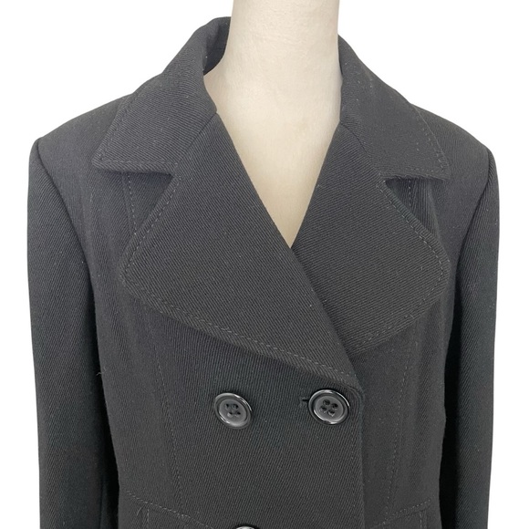 Croft & Barrow Women Size XL Wool Blend Double Breasted Black Corduroy Pea Coat - Picture 6 of 8